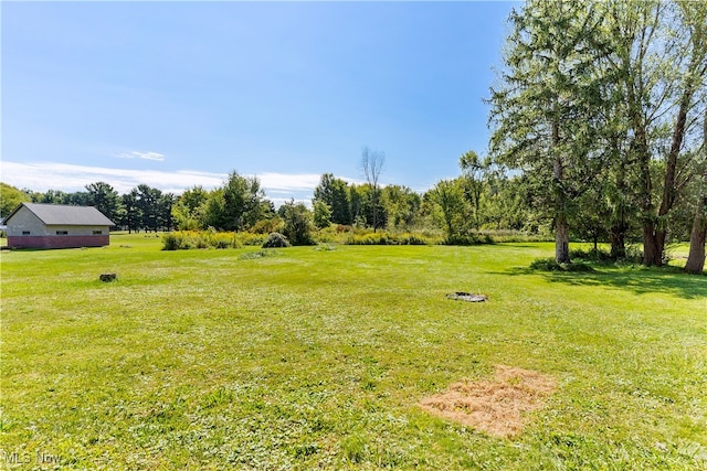 view of yard with a rural view