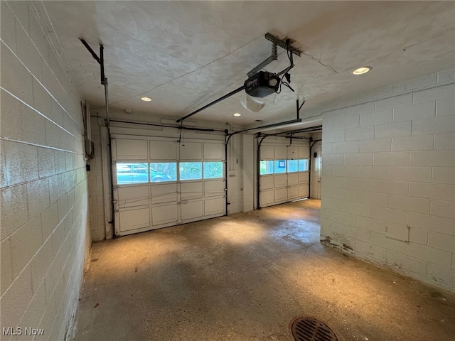 garage with a garage door opener