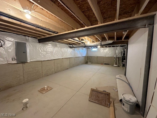 basement with electric panel