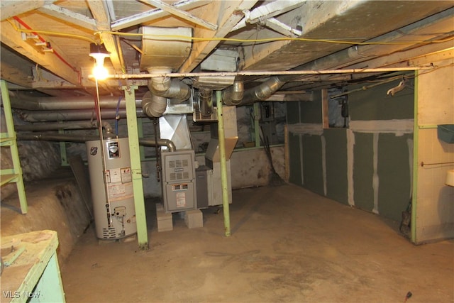 basement with gas water heater