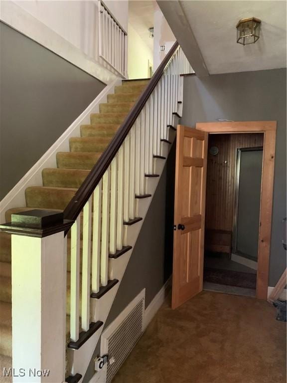 28815 State Route 7 N, Marietta, OH 45750 - staircase featuring visible vents, carpet floors, and baseboards