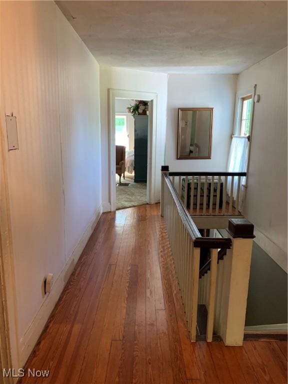 28815 State Route 7 N, Marietta, OH 45750 - hall featuring an upstairs landing, baseboards, and wood-type flooring