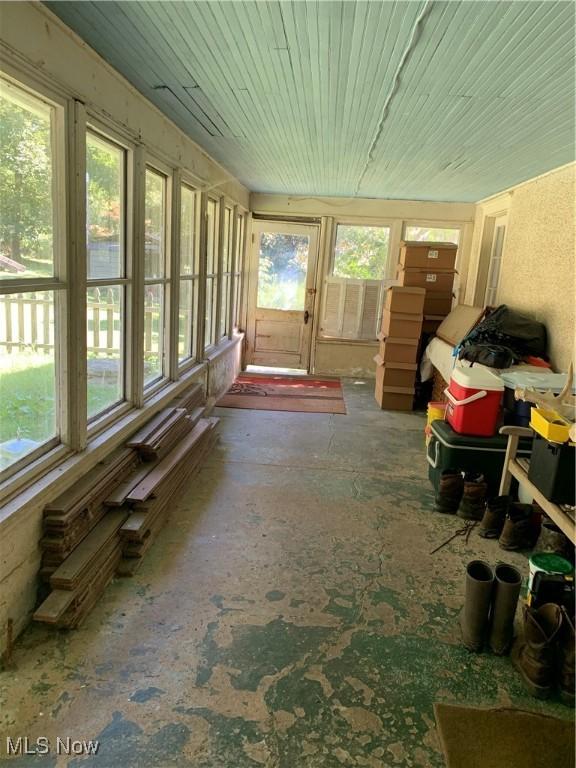 28815 State Route 7 N, Marietta, OH 45750 - unfurnished sunroom with wooden ceiling