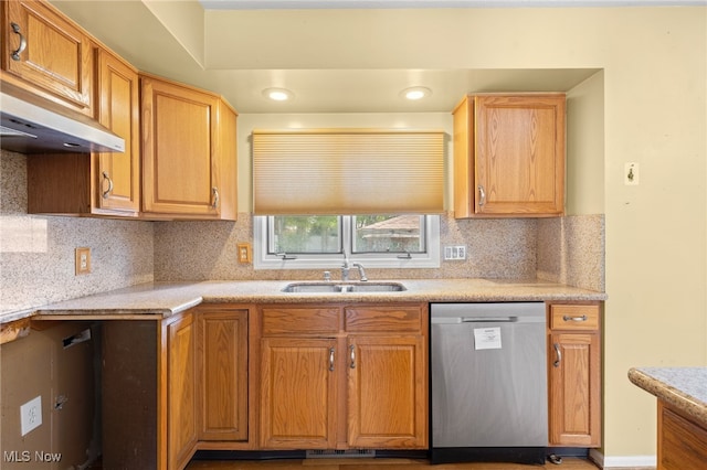 kitchen featuring dishwasher, tasteful backsplash, and sink