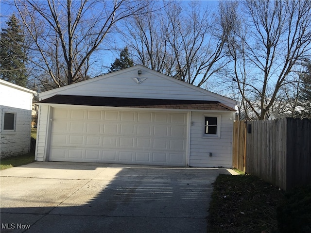 view of garage