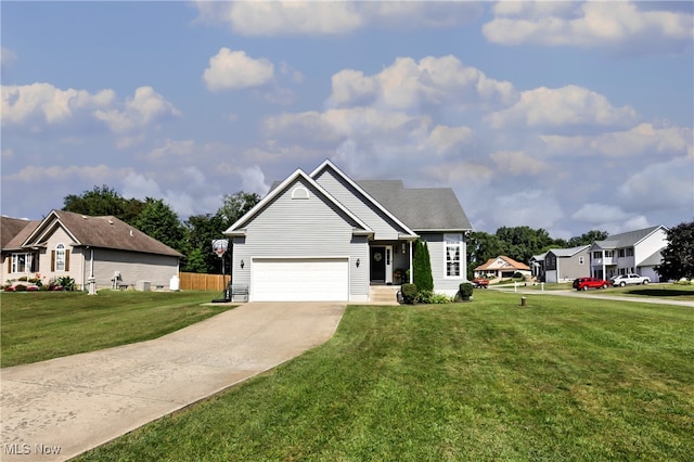 view of front of house with a garage and a front yard