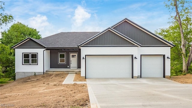 view of front of property with a garage