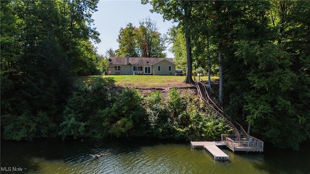 view of dock featuring a water view