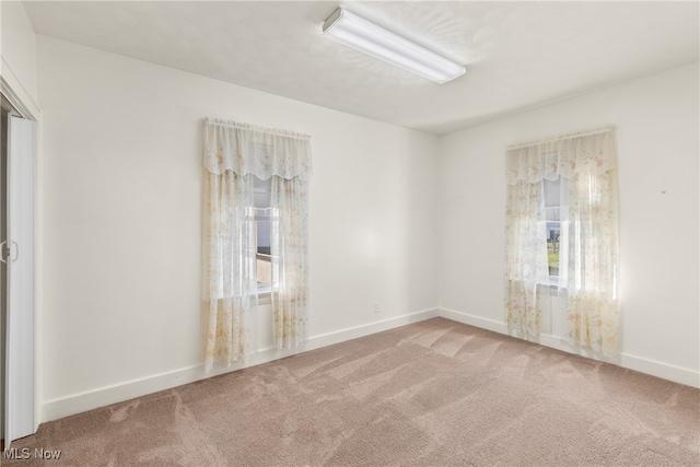 spare room featuring light carpet