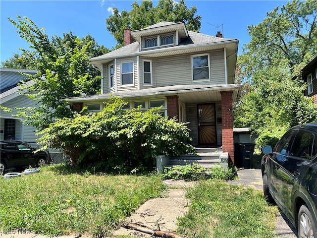 view of front of property featuring covered porch