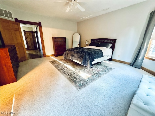 bedroom with carpet and ceiling fan