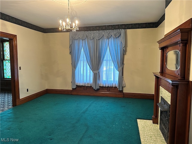 interior space with a notable chandelier