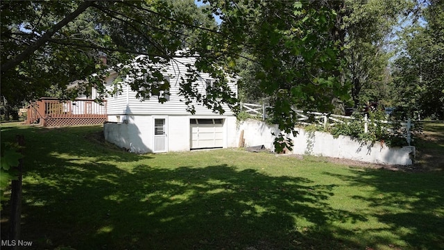 view of yard featuring a deck