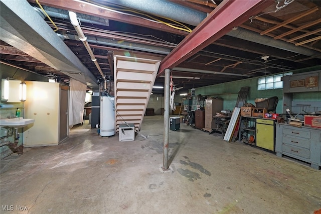 basement with gas water heater