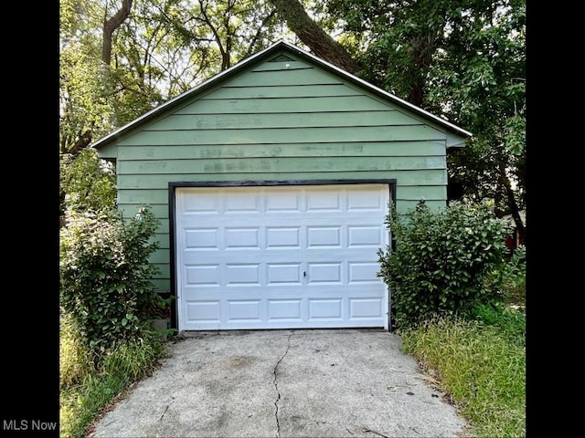 view of garage