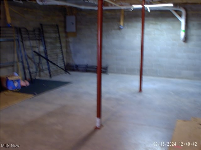 basement with electric panel