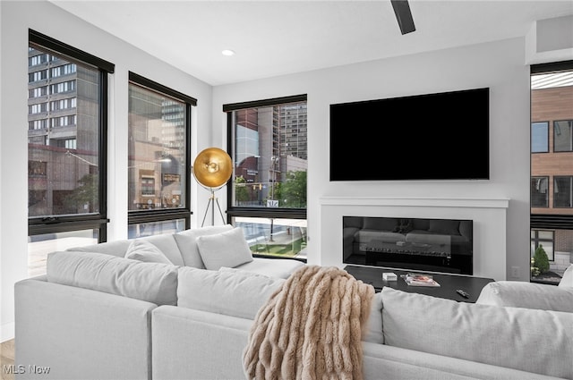 living room featuring plenty of natural light