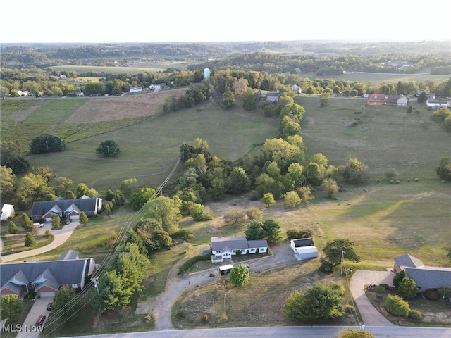 aerial view featuring a rural view