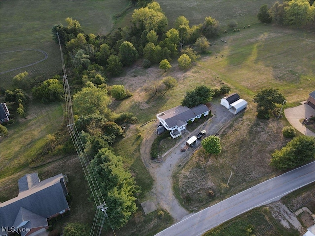 drone / aerial view with a rural view