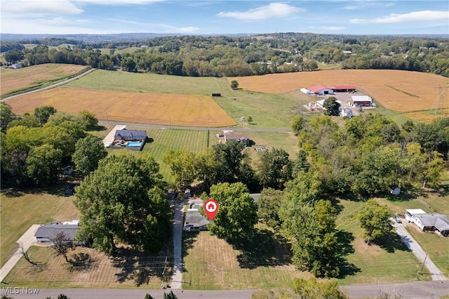 bird's eye view featuring a rural view