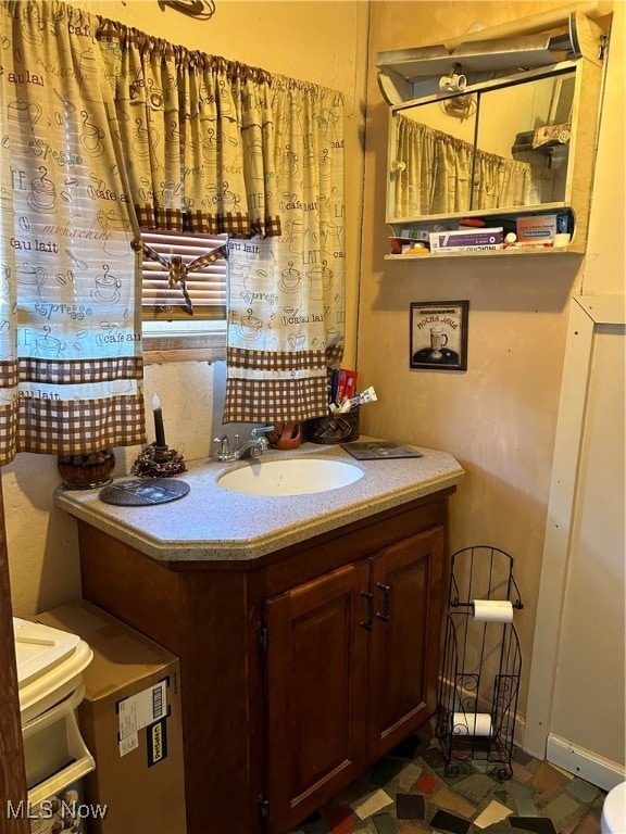 bathroom with vanity and toilet