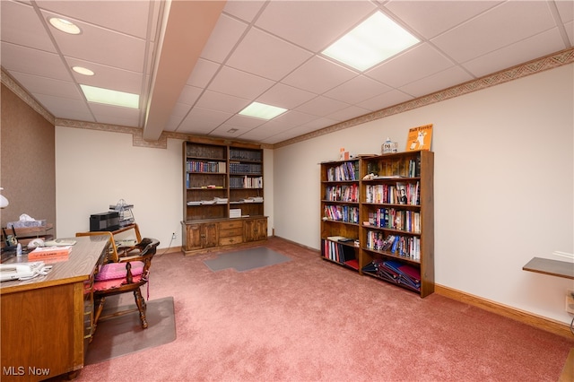 office area with carpet flooring