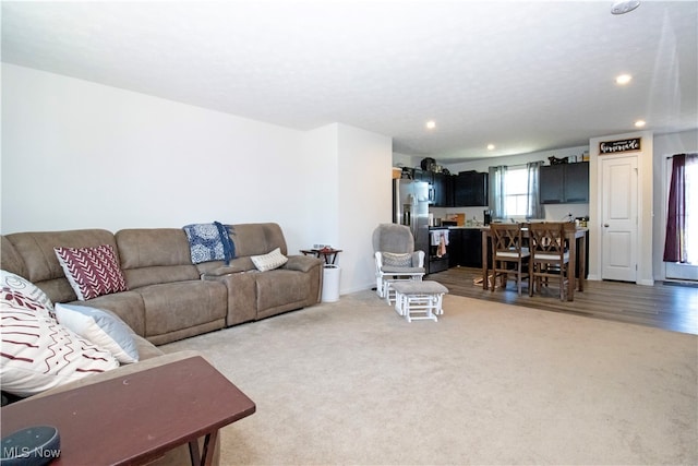 living room with carpet floors