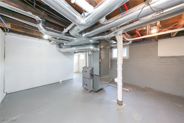 basement with heating unit