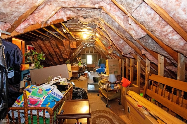 view of unfinished attic