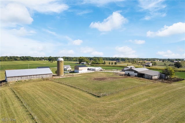 aerial view featuring a rural view