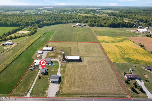 drone / aerial view featuring a rural view