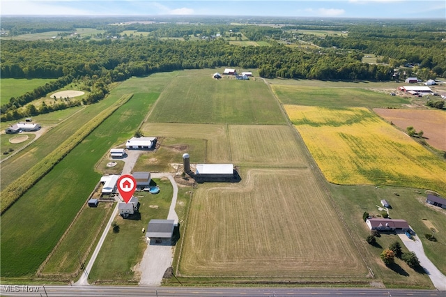 bird's eye view with a rural view