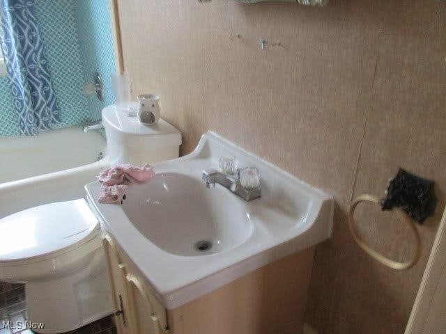 bathroom featuring vanity and toilet