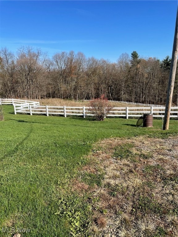 view of yard with a rural view