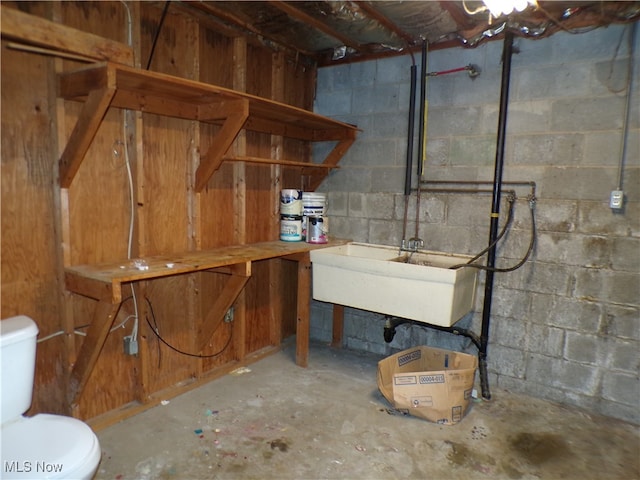 basement with sink