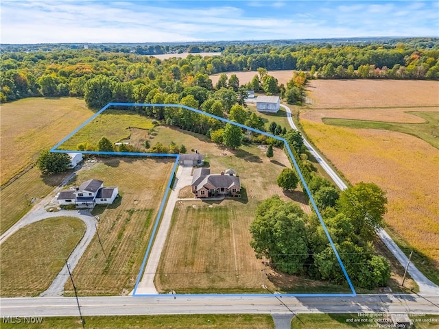 aerial view with a rural view