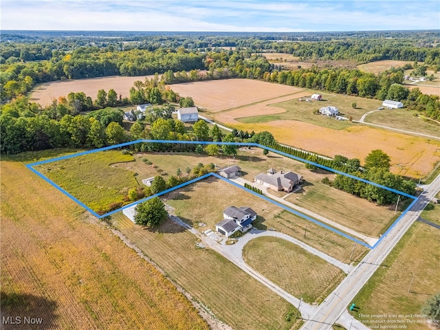 aerial view with a rural view