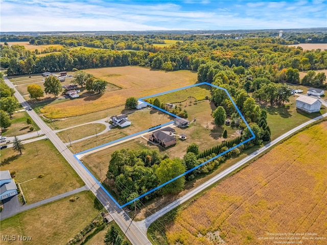 drone / aerial view with a rural view