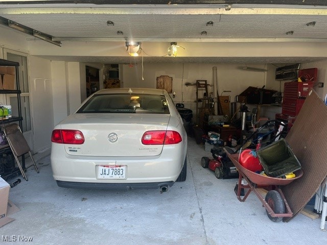 garage with a garage door opener