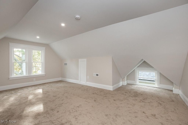 1360 E 114th St, Cleveland, OH 44106 - additional living space featuring visible vents, baseboards, lofted ceiling, and plenty of natural light