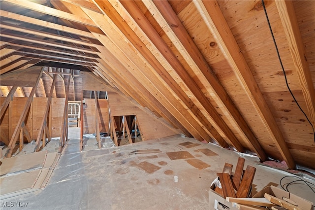 view of unfinished attic