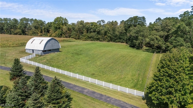 drone / aerial view with a rural view