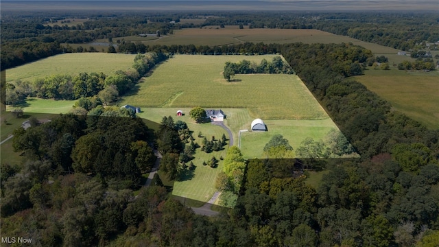 birds eye view of property with a rural view