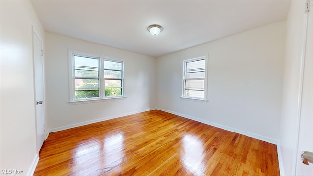 spare room featuring light wood-type flooring