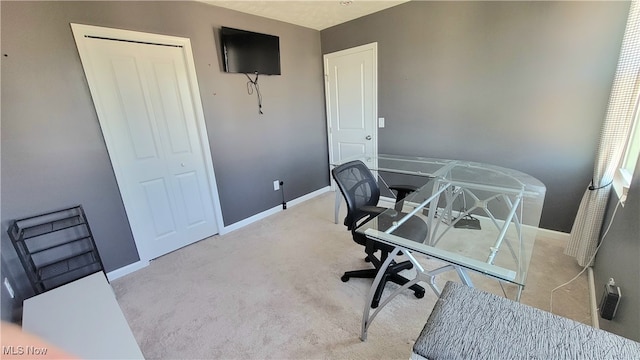 view of carpeted home office