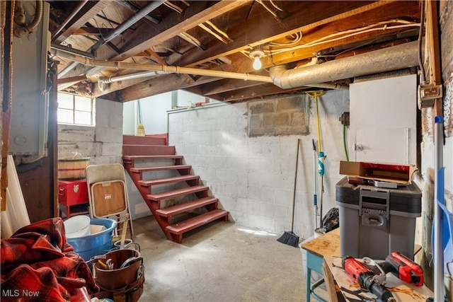 basement with stairs