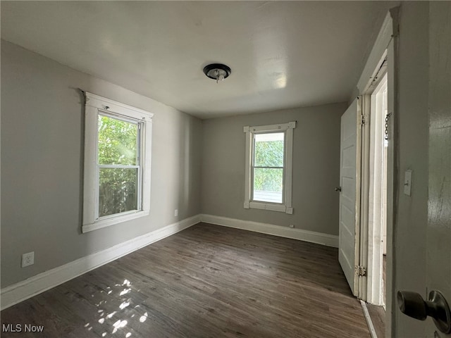 empty room featuring dark hardwood / wood-style flooring and a wealth of natural light