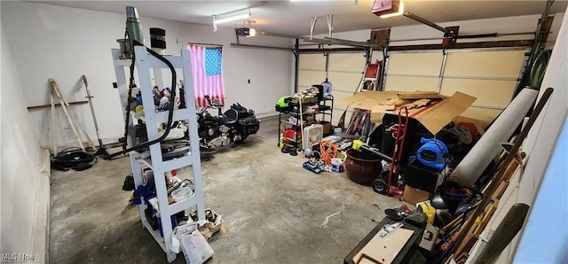 garage with a garage door opener