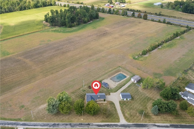 aerial view with a rural view