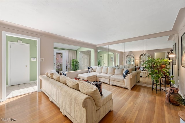 living room featuring light wood-type flooring